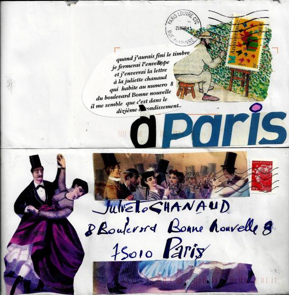Collages sur enveloppe de Claude Chanaud