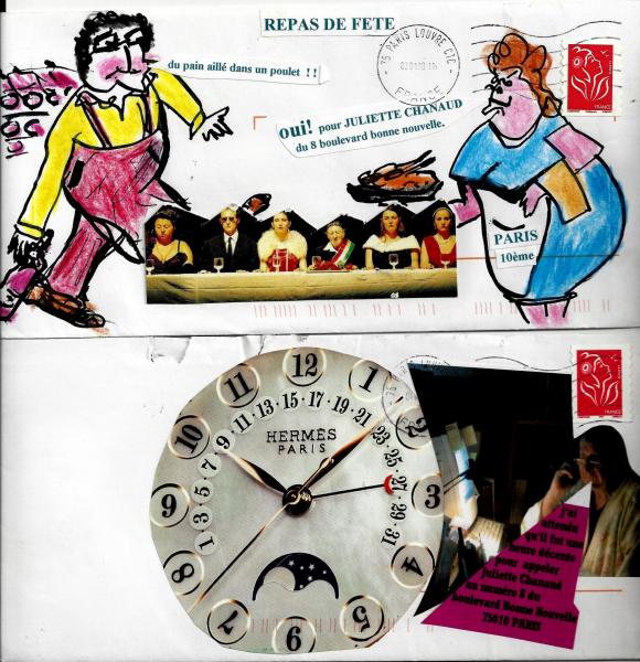 Collages sur enveloppe de Claude Chanaud